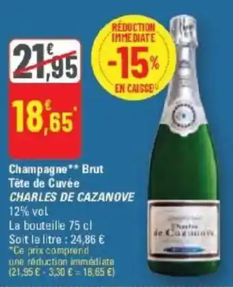 G20 Champagne brut tête de cuvée charles de cazanove offre