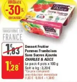 G20 Dessert fruitier pommes framboises sans sucres ajoutés charles & alice offre