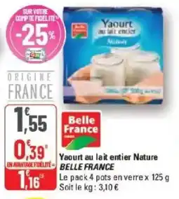 G20 Yaourt au lait entier nature belle france offre