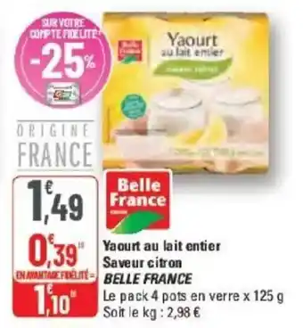 G20 Yaourt au lait entier saveur citron belle france offre