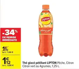 Carrefour Lipton - thé glacé pétillant offre