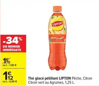 Carrefour Lipton - thé glacé pétillant offre