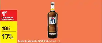 Carrefour Pernod - pastis de marseille pastis 51 45% vol. 1 offre