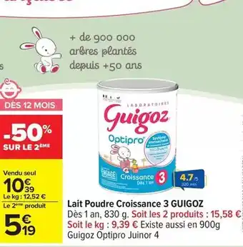 Carrefour Laboratoires guigoz - lait poudre croissance 3 offre