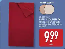 ALDI HOME CREATION Nappe métallisée offre