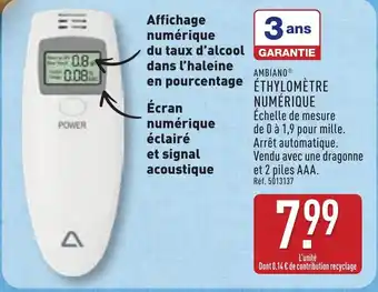 ALDI AMBIANO Éthylomètre numérique offre