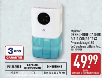 ALDI AMBIANO Déshumidificateur d'air compact offre