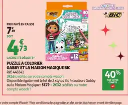 Auchan BIC Puzzle a colorier gabby et la maison magique offre