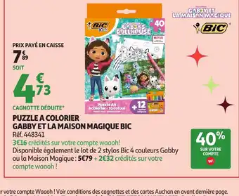 Auchan BIC Puzzle a colorier gabby et la maison magique offre