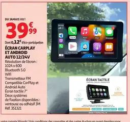 Auchan Écran carplay et android auto 12/24v offre