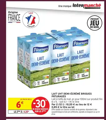 Intermarché Express PÂTURAGES Lait uht demi-écrémé briques offre