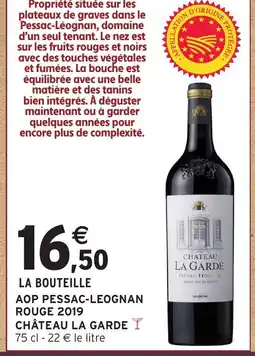 Intermarché Express CHÂTEAU LA GARDE Aop pessac-leognan rouge 2019 offre