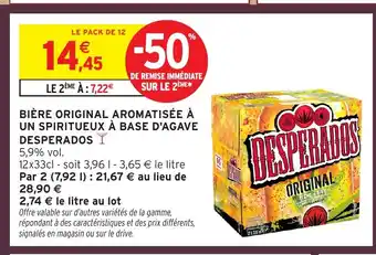 Intermarché Express DESPERADOS Bière original aromatisée à un spiritueux à base d'agave offre