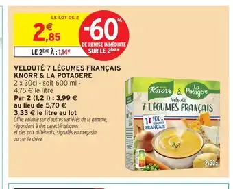 Intermarché Express Velouté 7 légumes français knorr & la potagere offre