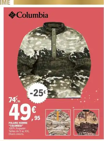 E.Leclerc Sport Polaire homme columbia offre