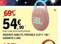 E.Leclerc Espace Culturel JBL Enceinte sans fil portable clip 5 offre
