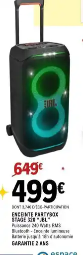 E.Leclerc Espace Culturel JBL Enceinte partybox stage 320 offre