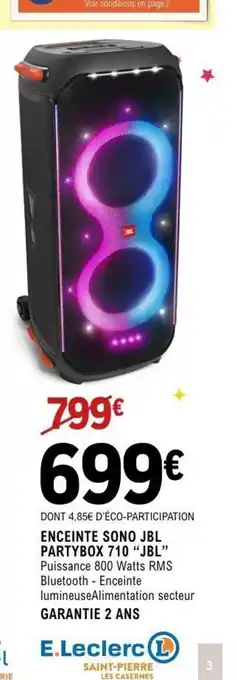 E.Leclerc Espace Culturel JBL Enceinte sono partybox 710 offre