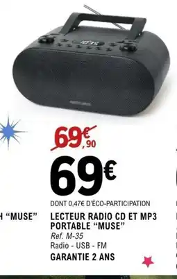 E.Leclerc Espace Culturel MUSE Lecteur radio cd et mp3 portable offre