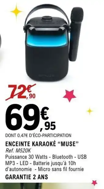 E.Leclerc Espace Culturel MUSE Enceinte karaoke offre