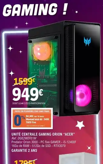 ACER Unité centrale gaming orion