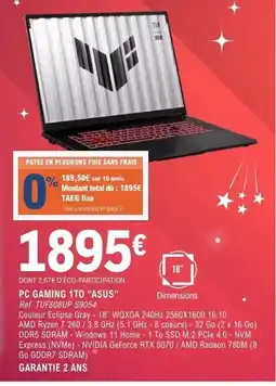 E.Leclerc Espace Culturel ASUS Pc gaming 1to offre