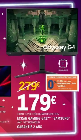 E.Leclerc Espace Culturel GAMING Ecran gaming g3 24 offre