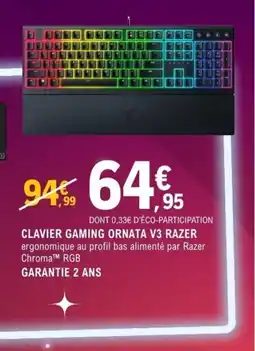 E.Leclerc Espace Culturel Clavier gaming ornata v3 razer offre