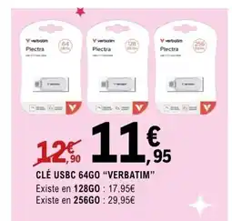 E.Leclerc Espace Culturel VERBATIM Clé usbc 64go offre