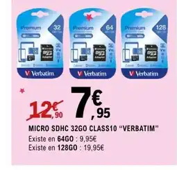 E.Leclerc Espace Culturel VERBATIM Micro sdhc 32go class10 offre