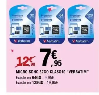 E.Leclerc Espace Culturel VERBATIM Micro sdhc 32go class10 offre