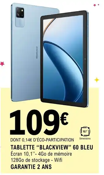 E.Leclerc Espace Culturel BLACKVIEW Tablette 60 bleu offre