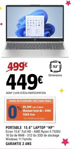 E.Leclerc Espace Culturel HP Portable 15.6" laptop offre