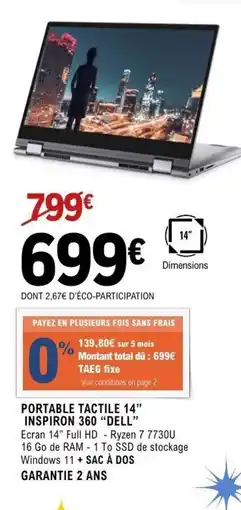 E.Leclerc Espace Culturel DELL Portable tactile 14" inspiron 360 offre