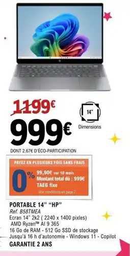 E.Leclerc Espace Culturel HP Portable 14" offre