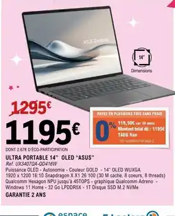 E.Leclerc Espace Culturel ASUS Ultra portable 14" offre