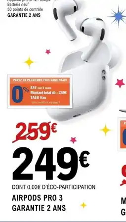 E.Leclerc Espace Culturel Airpods pro 3 offre