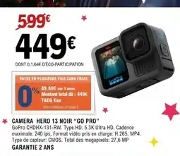 E.Leclerc Espace Culturel GO PRO Camera hero 13 noir offre