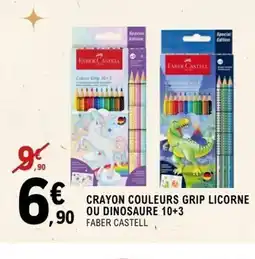 E.Leclerc Espace Culturel FABER CASTELL Crayon couleurs grip licorne ou dinosaure 10+3 offre
