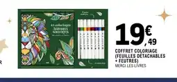 E.Leclerc Espace Culturel MERCI LES LIVRES Coffret coloriage (feuilles détachables + feutres) offre
