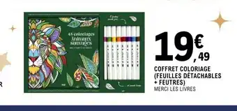 E.Leclerc Espace Culturel MERCI LES LIVRES Coffret coloriage (feuilles détachables + feutres) offre