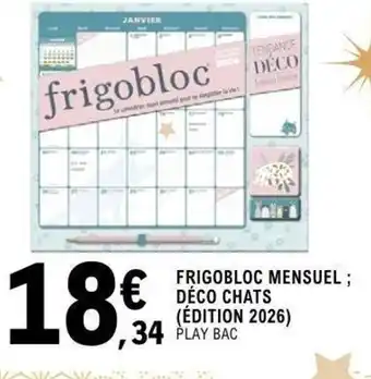 E.Leclerc Espace Culturel Frigobloc mensuel ; déco chats (édition 2026) offre