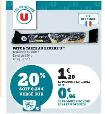 Hyper U Pate a tarte au beurre u offre