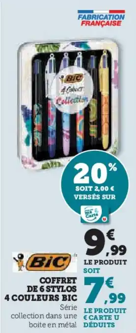 Hyper U BIC Coffret de 6 stylos 4 couleurs offre