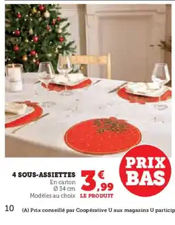 Hyper U 4 sous-assiettes offre