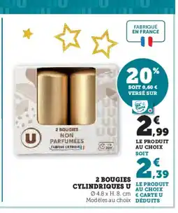 Hyper U 2 bougies cylindriques u offre