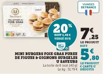 Hyper U Mini burgers foie gras puree de figues & oignons surgeles u saveurs offre