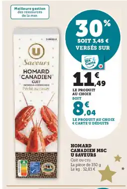 Hyper U Homard canadien msc u saveurs offre