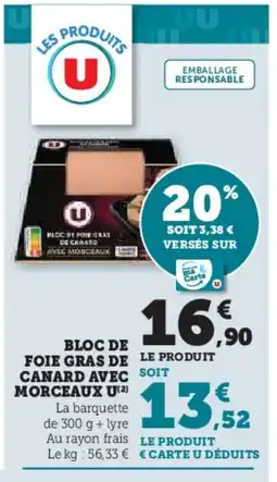 Hyper U Bloc de foie gras de le produit canard avec morceaux u offre