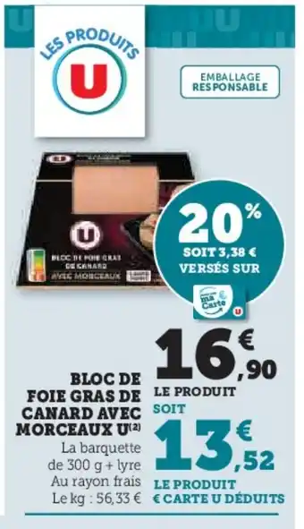Hyper U Bloc de foie gras de le produit canard avec morceaux u offre